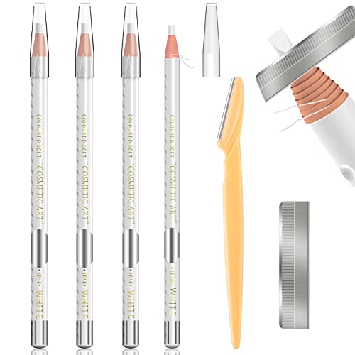 Tattoo Makeup And Microblading Supplies Kit-Permanent Eye Brow Liners For Marking In 5 Colors Waterproof Eyebrow Pencils Peel (white) - color: white