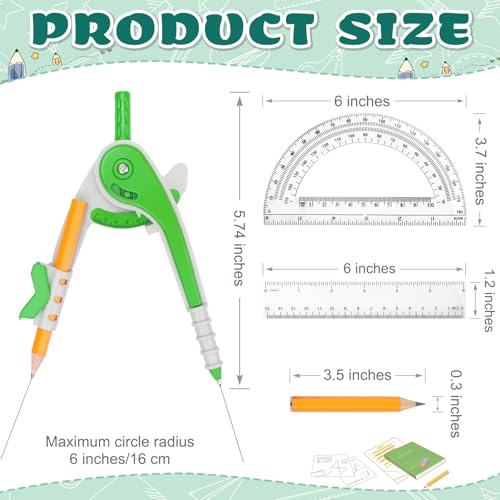 72 Pack Math Compass & Protractor Geometry Math Plastic Ruler Set | Drawing Compass with Pencils 6 Inch Plastic Protractor for Geometry Bulk for Office Woodworking Art Drawing - style: 72 Pack