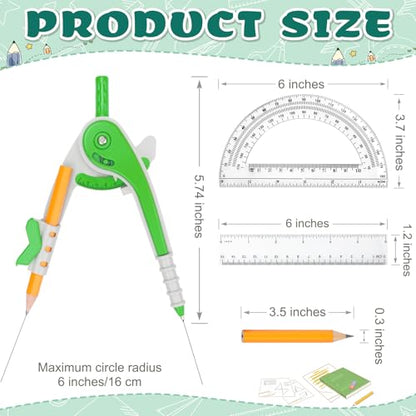 72 Pack Math Compass & Protractor Geometry Math Plastic Ruler Set | Drawing Compass with Pencils 6 Inch Plastic Protractor for Geometry Bulk for Office Woodworking Art Drawing - style: 72 Pack