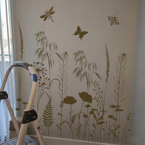 Large Flower Stencils for Walls Wildflower Stencil Reusable Floral Stencils for Painting on Wood Fence Canvas Fabrics Furniture - style: Wildflower