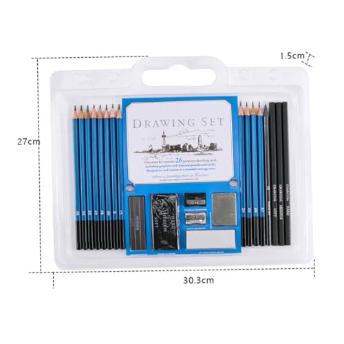 Unomor 26pcs Sketch Drawing Pencil Set for Beginners and Adults, Natural Wood Art Supplies Kit with Assorted Hardness for Sketching, Painting, and Drawing Practice