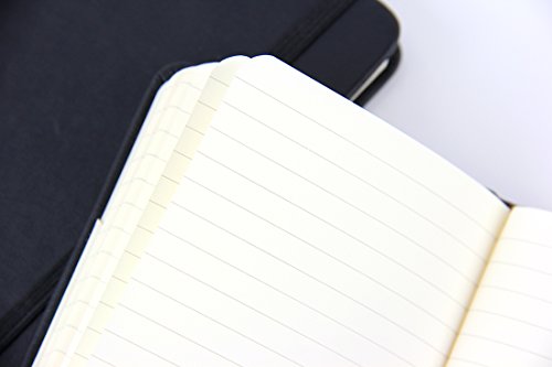 newestor (2-Pack Pocket Notebook 3.5" x 5.5", Small Hardcover Journal with Pen Holder, Inner Pockets, 100gsm Thick Ruled/Lined Paper, Black
