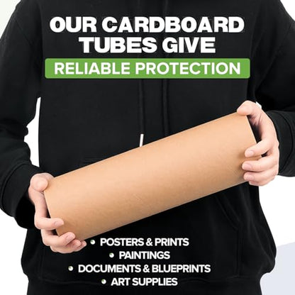 4" x 12" Reinforced Kraft Paper Mailing Tube, Pack of 6 Tubes with 12 Caps – Secure USPS Approved Poster Tube – Made in USA Cardboard Tube for Shipping and Storing Posters, Prints, Artwork - size: 4" x 12", style: Standard Duty