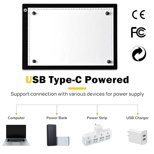 Yescom Portable A4 LED Light Pad with USB Power 14"x10" LED Light Box for Tracing Light Pad Dimmable for Art Diamond Painting Light Board Drawing Sketching Tattoo Animation