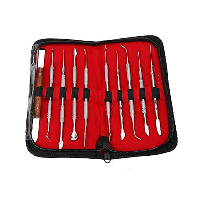 Angzhili Stainless Steel Dental Wax Carver Tools,10 Pcs Plaster Carving Knife,Wax Carving Kit for Wax Shaping,Dental Lab Tool,Dentist Sculpture Instruments Kit with Case