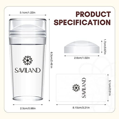 Saviland French Tip Stamp: 14PCS French Tip Tool with Replaceable Nail Stamp Head, Clear Silicone Nail Stamper with Scrapers for French Manicure Home DIY Nails Art Salon