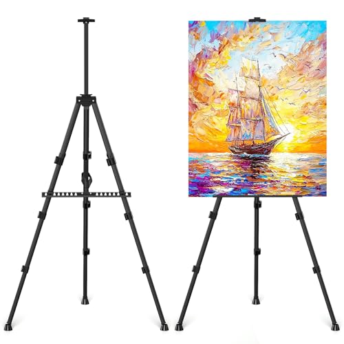 Art Painting Tripod Easel Stands - Portable Adjustable Display Artist Metal Easel with 1 Bag for Tabletop/Floor Painting, Height from 17 to 66 inches, Sturdy for Drawing, Displaying - Black 2 Pack - style: Black-2pack