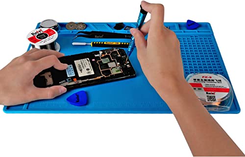 Kaisiking Silicone Soldering Mat Magnetic Soldering Mat Silicone Repair Mat Heat Resistant Work Mat for Soldering, Electronics Repair, 13.8 x 9.8 inch - color: 140 Soldering Mat Kit