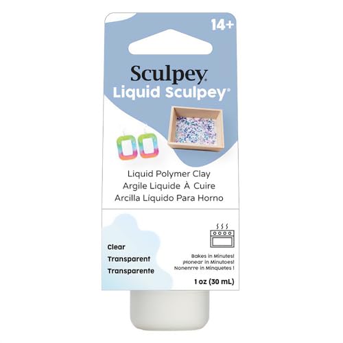 Sculpey Liquid Polymer Oven-Bake Clay, Clear, 1 oz. Bottle, Great for Jewelry, Holiday, DIY, Mixed Media, Window clings, Home décor and More! Perfect for Beginners to Artists! - color: Clear, size: 1 oz