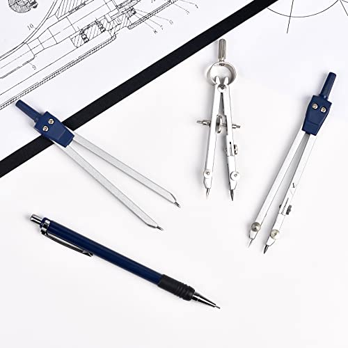 Unjoo 9Pcs Precision Geometry Set Metal Compass, Geometry Tool Tool Set with Shatterproof Storage Box, Circle Drafting Tool and Architecture, Drafting Kits for Engineers Students(Blue) - color: Blue