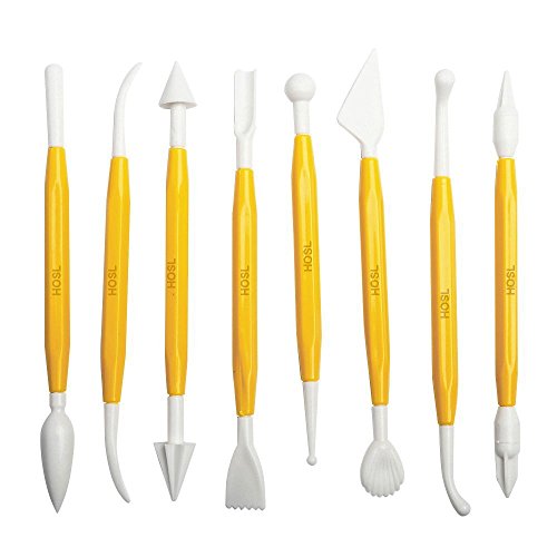 HOSL Fondant Cake Decorating Tools Set 11pcs Fondant Cutters Roller Fondant Smoother & Rolling Pin Flower Fondant Molds Cake Decorating Supplies Kit for Beginners Cake Sculpting & Modeling Tools