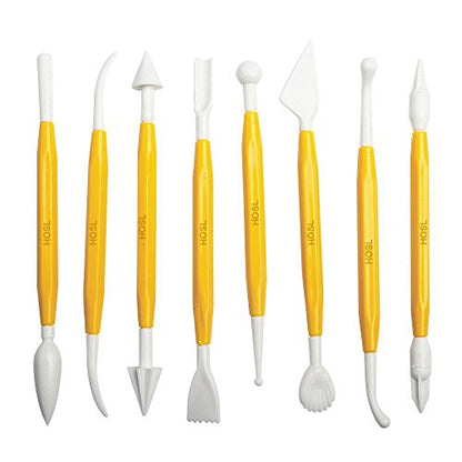 HOSL Fondant Cake Decorating Tools Set 11pcs Fondant Cutters Roller Fondant Smoother & Rolling Pin Flower Fondant Molds Cake Decorating Supplies Kit for Beginners Cake Sculpting & Modeling Tools