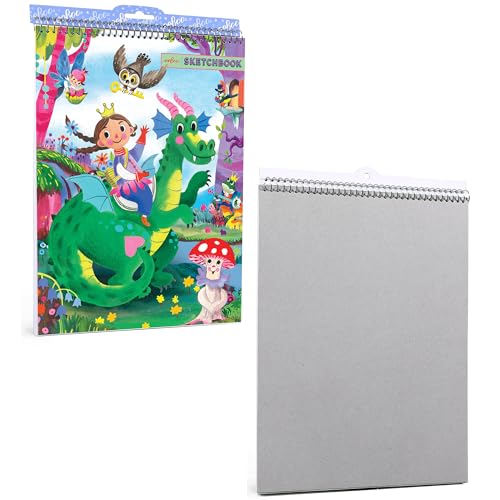 eeBoo: Fairytale Dragon Spiral Bound Blank Sketchbook - 60 Pages, 140 GSM/95 LB Paper, 8.5x11, Eco-Friendly, Kids Art Supplies - style: Fairytale Dragon