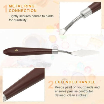 HARFINGTON Palette Knife Painting Tool 2.24" x 0.59" Stainless Steel Art Spatula Pallet Knives Scrapers Tools with Plastic Handle for Acrylic Oil Canvas Mixing Spreading, Red/Silver - size: 2.24" x 0.59"