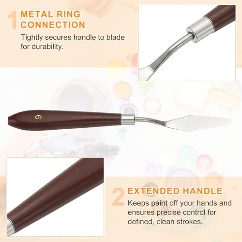 HARFINGTON 5pcs Palette Knife Painting Tool 2.24" x 0.59" Stainless Steel Art Spatula Pallet Knives Scrapers Tools with Plastic Handle for Acrylic Oil Canvas Mixing Spreading, Red/Silver - size: 2.24" x 0.59"