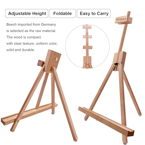 Miratuso Art Easel (2 Pack) A-Frame Painting Easel, Wood Display Stand Holding Canvas Up to 22" High, Portable Folding Travel Tabletop Easel and Sign Holder, Easy to Carry - style: 2 Pack