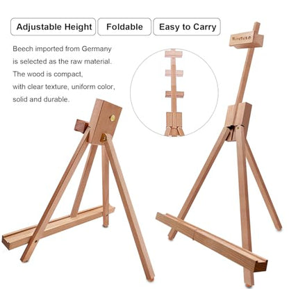 Miratuso Painting Easel, Folding Wooden Tabletop Easel Stand Holds Highest to 22" Canvas, Portable Desktop Easel Suitable for Artists, Beginners, Students - style: Single