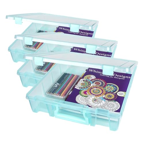 ArtBin 6955AA Super Satchel Compartment Box Clear Craft Organizer Storage Case - Aqua (Pack of 3) - color: Aqua, size: (Pack of 3)