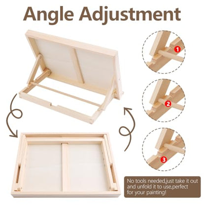 2 Pack Tabletop Easel for Painting, Adjustable Desktop Easel Portable Art Easel for Canvas Painting, iPad, Book Display, Artwork Holder - 13 x 9 Inches