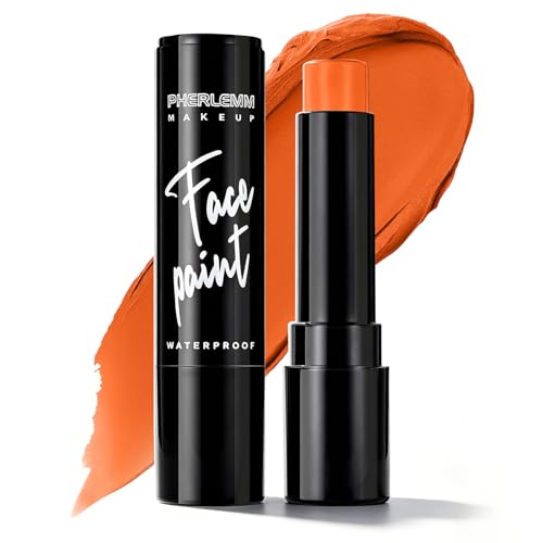 Orange Face Paint Stick Waterproof Eye Black Smooth SmudgeProof Body Paint High Pigment for Sports Events Halloween SFX Makeup Pumpkin Tiger Monster and Festival Character Looks - color: Orange