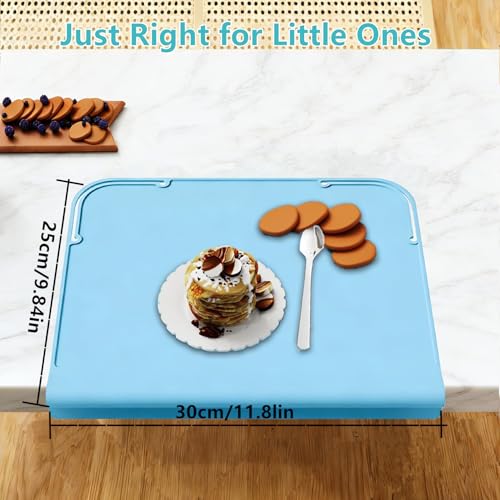 Kids Placemats, Silicone Placemats for Baby & Kids, Baby Place Mats with Teething Edge Bumper, Waterproof Dinning Table Mat, Dishwasher Safe (Sage Green, 12''×10'') - color: Sage Green