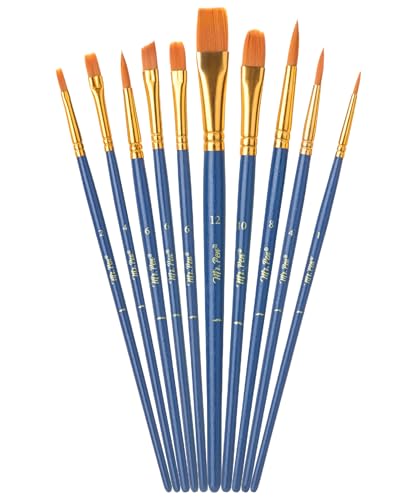 Mr. Pen- Acrylic Paint Brushes Set, 10 Pack, Round & Pointed Tip | Nylon Hair Artist Brushes for Watercolor, Oil, Rock, Face, Nail, Miniature, Canvas, Detailing, Drawing, Art Supplies - color: Midnight Current, size: 10 Pcs