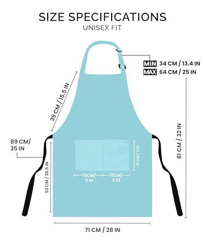 Utopia Kitchen 2 Pack Bib Apron, Adjustable with 2 Pockets, Water and Oil Resistant, Cooking Kitchen Chef Apron for Women Men - color: Aqua