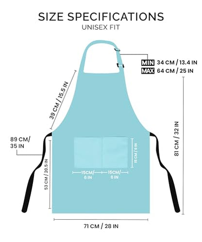 Utopia Kitchen 2 Pack Bib Apron, Adjustable with 2 Pockets, Water and Oil Resistant, Cooking Kitchen Chef Apron for Women Men - color: Aqua