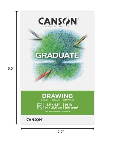 Canson Graduate Drawing Pad, Foldover, 5.5x8.5 inch, 30 Sheets | Artist Paper for Adults and Students - Drawing, Sketching and Art Journaling - color: White Paper, size: 5.5x8.5 inch
