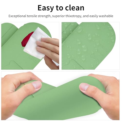 Travel Makeup Brush Holder with Cleaning Pad -Silicone Brush Organizer Case, Magnetic Closure Waterproof Cosmetic Bag for Easy Storage & On-the-Go Cleaning (9.05 Inch) - color: Green