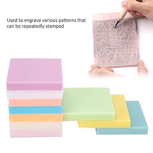 Tyenaza 10Pcs Rubber Stamp Carving Blocks, Color Rubber Brick Engraving Dedicated Soft Stamp Block Carved Crafts Accessories for Stamp Soft Crafts and Craft Project