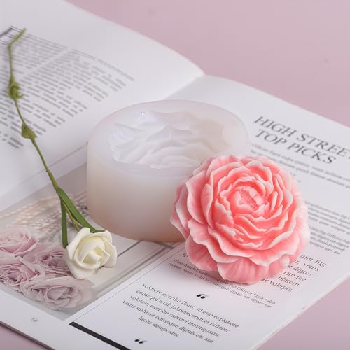 2PCS Peony Rose Flower Candle Molds Silicone for Candle Soap Resin Clay Making Kit