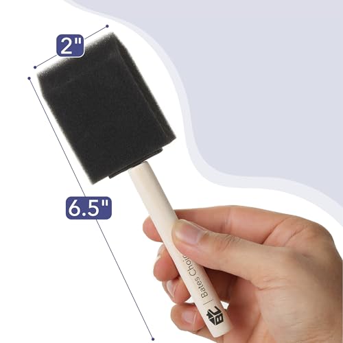 Bates- Foam Paint Brushes, 2 Inch, 16 Pack, Wooden Handle | for Painting, Staining, Varnish, Glue Application and DIY Crafts on Wood, Metal - color: Black, size: 2 Inch, 16 Pack