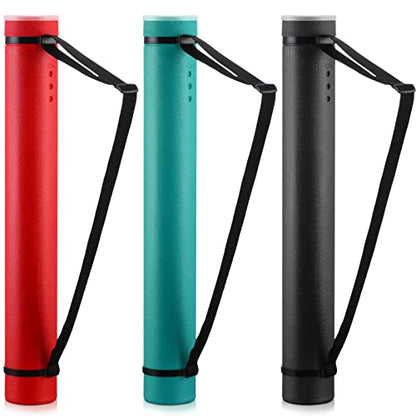 Mimorou 3 Pcs Extendable Poster Tubes Plastic Document Storage Tube with Carrying Strap 24-40 Inch Expanding Blueprint Holder Telescoping Cap Waterproof Art (Black, Green, Red) - color: Black, Green, Red