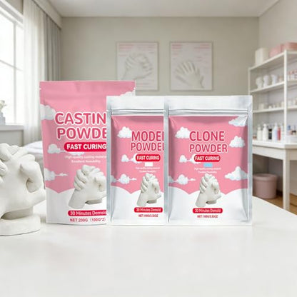 Fast Curing Plaster Powder 100g, Water Activated Casting Powder Kit for Mold Making & Hand Sculpture, DIY Craft Clone Powders for Beginners Art Projects, Includes Tools