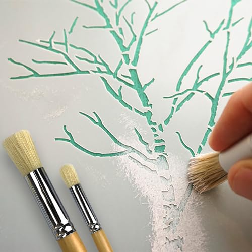 GACDR Wooden Stencil Brush Set, 6 Pieces Natural Hog Bristle Dome Stencil Brushes for Painting On Wood Wall, Stencil Projects, Card Making, DIY, Crafts and Acrylic Oil Watercolor Painting…