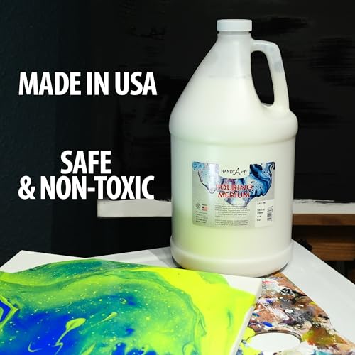 Handy Art Acrylic Pouring Medium, 128 oz Gallon Bottle, Clear Gloss Finish | High Flow Paint Pouring Medium with Smooth & Fluid Consistency, Economical Size, Certified Safe & AP Non-Toxic, Made in USA - color: Pouring Medium, size: Gallon
