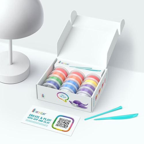 Hey Clay 15 Cans Set - Colourful Modelling Kids Air-Dry Clay 15 Cans with Sculpting Tools and Fun Interactive Instructions for Children Age 3+ (Ocean) - style: Ocean