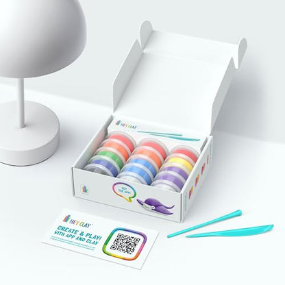 Hey Clay 15 Cans Set - Colourful Modelling Kids Air-Dry Clay 15 Cans with Sculpting Tools and Fun Interactive Instructions for Children Age 3+ (Ocean) - style: Ocean