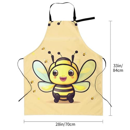 Cartoon heart sun Heavy Duty Waterproof Apron with Pockets for AdultsResistant Grilling, Gardening, Painting - color: Yellow Bee