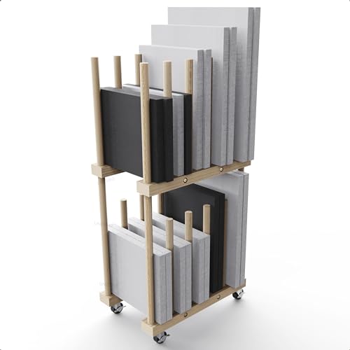 Art Storage Rack - Canvas & Paper Storage Stand with Handle & Caster Wheels for Art Studios & Gallery - size: 9.7"D x 15"W x 30"H
