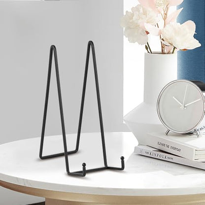 Large Plate Holder Display Stand - 12 inch Super Tall Big Plate Stands for Heavy Duty Display - Metal Picture Frame Stand - Tabletop Easel Stand for Decorative Platter | Plaque | Book - 2 Pack - Black - size: 12 inch (2 pack)