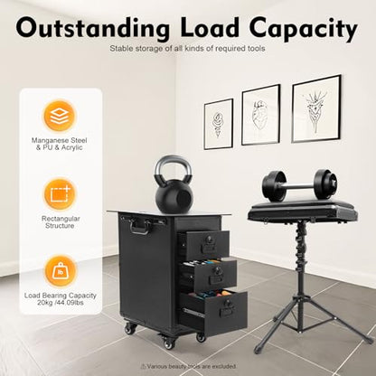 Tattoo Travel Case on Wheels, Rolling Makeup Case, 3-Drawer Tattoo Station with Adjustable Tattoo Armrest Stand, Tattoo Suitcase & Mobile Cosmetology Station, 44 lbs Capacity (Acrylic Plate) - style: Acrylic Plate