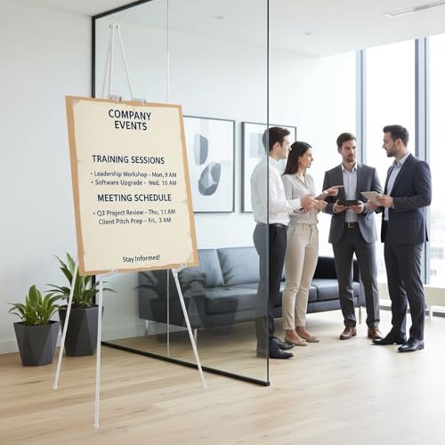 MXG Portable Folding Metal White Display Easel Stand for Sign, Painting & Poster, 66" Height Adjustable Acrylic Sign Holder with 4 Clips for Wedding, Office, Art Exhibition & Classroom - color: White