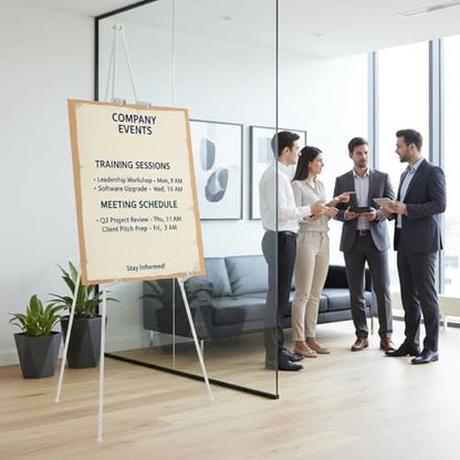 MXG Portable Folding Metal White Display Easel Stand for Sign, Painting & Poster, 66" Height Adjustable Acrylic Sign Holder with 4 Clips for Wedding, Office, Art Exhibition & Classroom - color: White