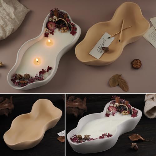 Wehous Large Candle Holder Silicone Molds, Irregular Candle Vessels Bowl Container Resin Concrete Mold, Silicone Molds for Epoxy Resin, Plant Pot Trinket Candy Storage Tray Cement Mould Art Craft - color: Wave Bowl