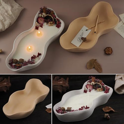 Wehous Large Candle Holder Silicone Molds, Irregular Candle Vessels Bowl Container Resin Concrete Mold, Silicone Molds for Epoxy Resin, Plant Pot Trinket Candy Storage Tray Cement Mould Art Craft - color: Wave Bowl