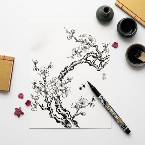Benepisyo Black Calligraphy Brush Pens for Beginners, 2 Pack 민화 붓펜 | Flexible brush tip, rich black ink, traditional Asian design, beginner friendly, smooth flow, hand lettering tools