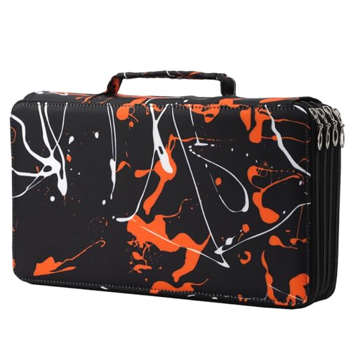 Colored Pencil Case - 300 Slots Pencil Holder with Zipper Closure Twill Fabric Large Capacity Pencil Case for Watercolor Pens or Markers, Pencil Case Organizer for Artist - color: Orange Splash Ink, size: 300
