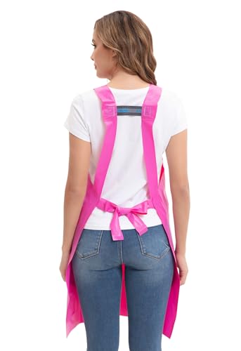 Nanxson TPU Waterproof Apron with Pocket Lightweight Work Aprons for Girls H Style for Dishwashing Pet grooming Gardening - color: Pink